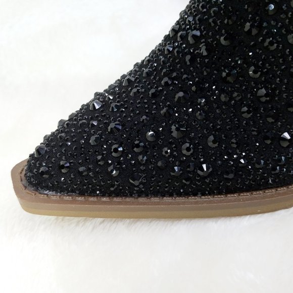 Anniston Black Rhinestone Glamour Country Western Cowgirl Knee Boots - Picture 11 of 12